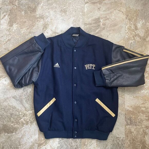 ADIDAS VINTAGE Y2K PITT PANTHERS WOOL BLEND NCAA LETTERMAN JACKET MEN'S MEDIUM - Picture 3 of 11